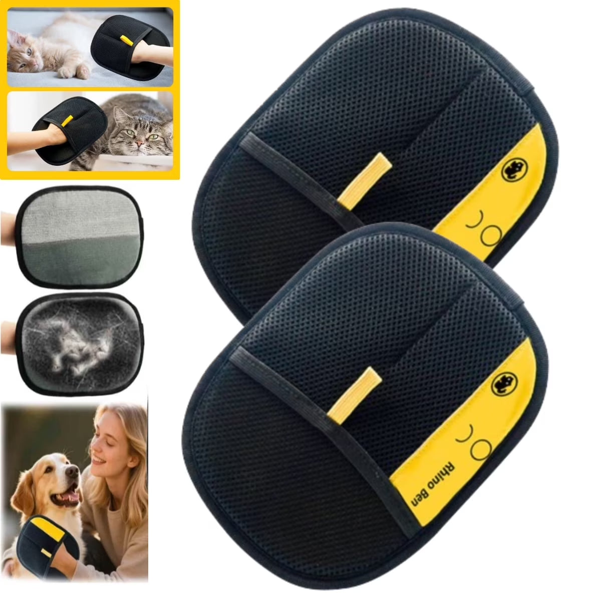 1PCS Pet Grooming Gloves - Reusable Static Cat/Dog Hair Removal Gloves Tool for Carpet,Couch,Clothing,Furniture,Black(A)